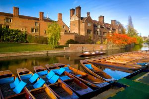 Punts on the RIver Cam in Cambridge, England