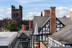 Chester Cathedral and Houses