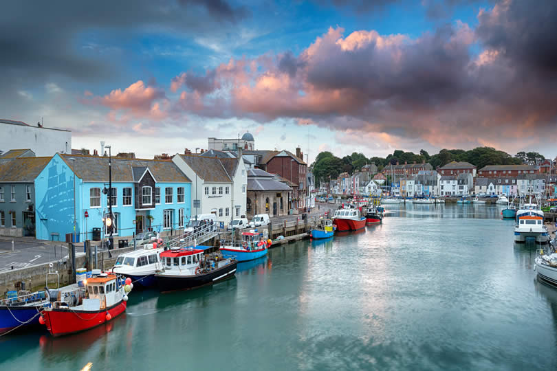 Weymouth harbour view in England