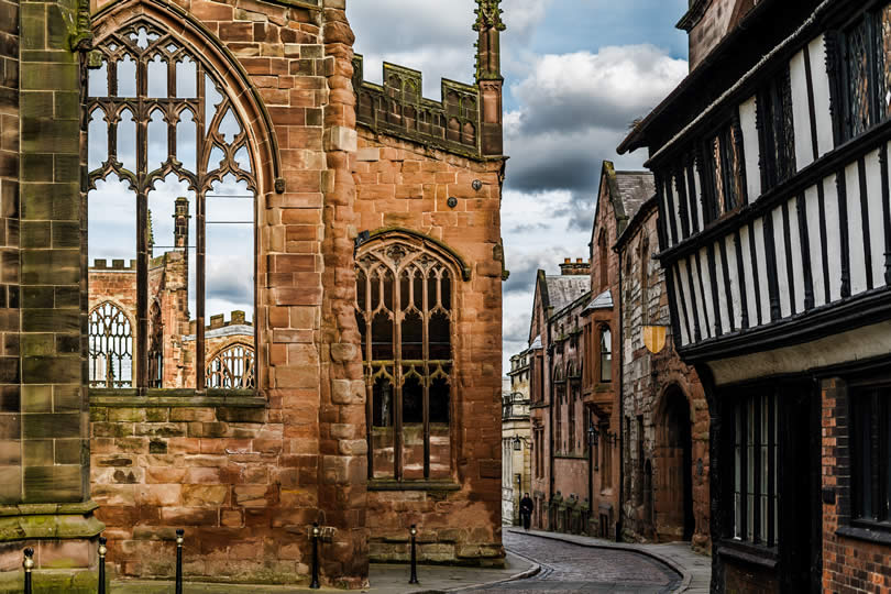 Ruins of St Michael Cathedral Coventry in England