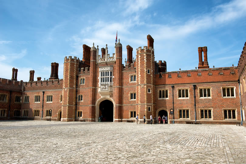 Main Court at Hampton Court Palace in England UK