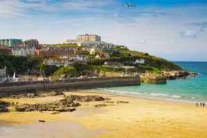Newquay beach and town in Cornwall