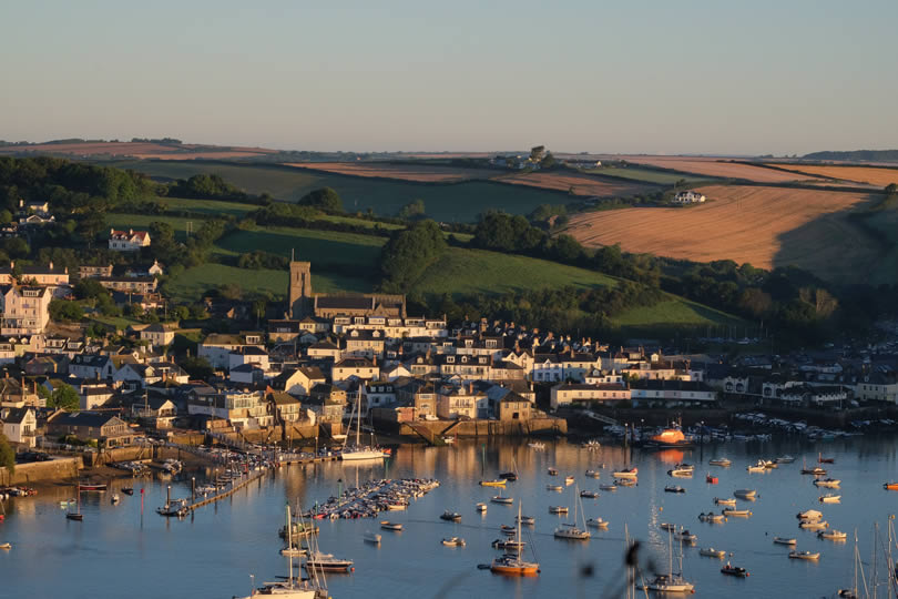 Salcombe aerial view of town centre