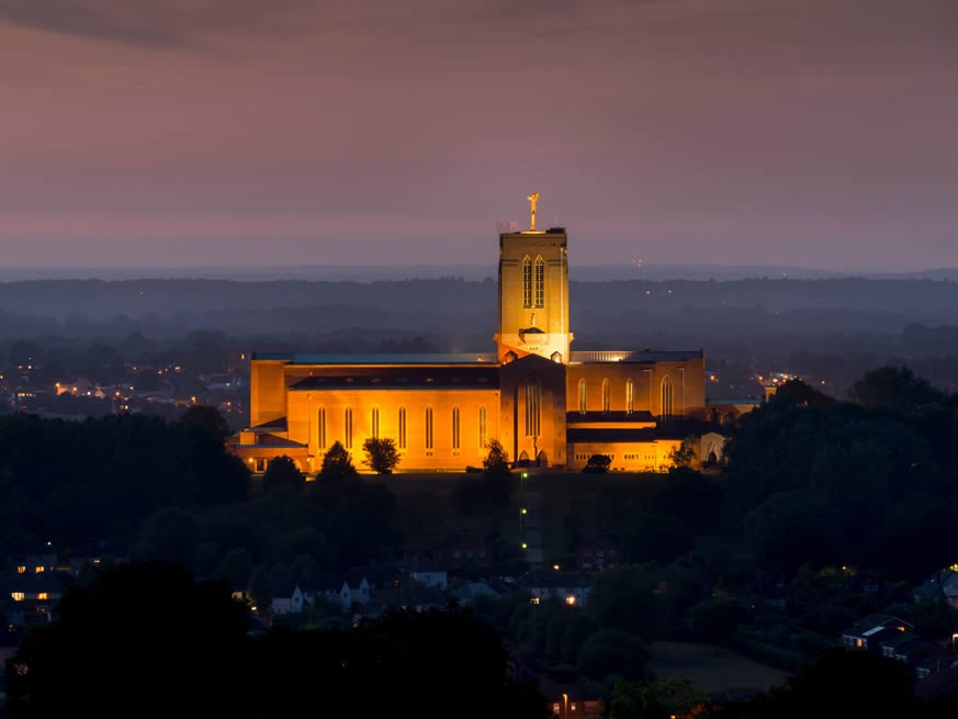Guildford Cathedral at night
