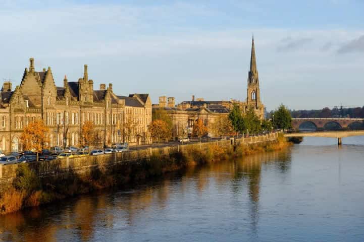 City of Perth along River Tay and Street