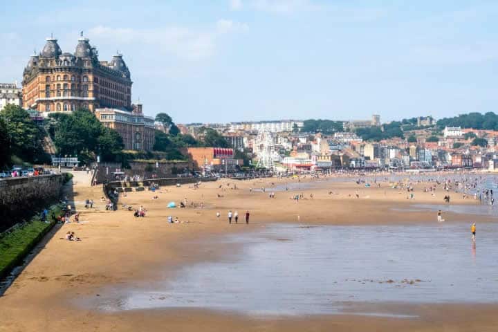 Seaside resort town of Scarborough and beach